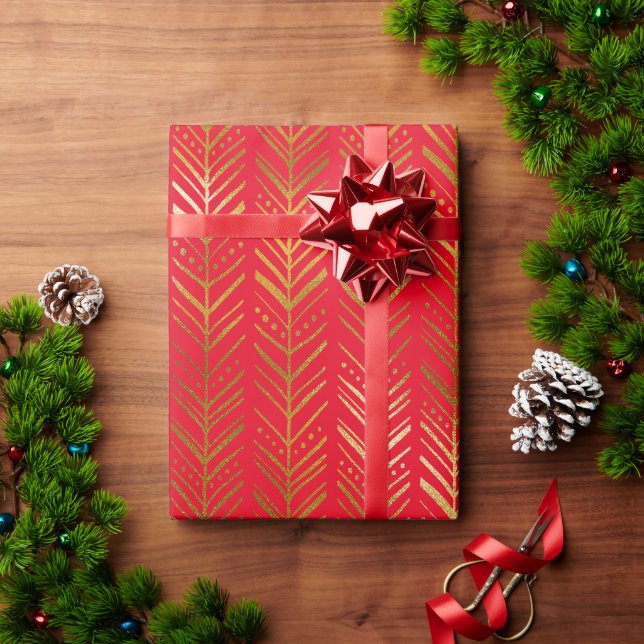 Papel De Presente Moderno Dourado Boho (Presente de Natal)