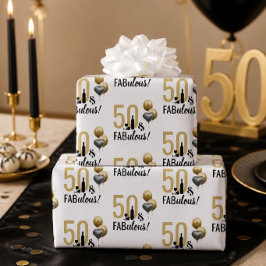 Papel de Presente Moderno Dourado e Preto 50 & Fab