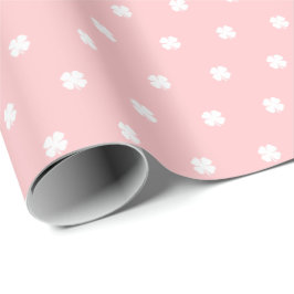 Papel De Presente Moderno Elegante Festivo Rosa Padrão de Trevo da S