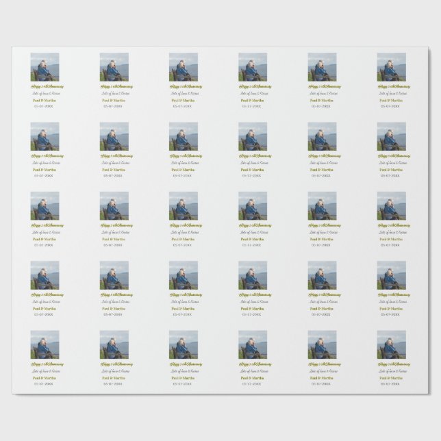 Papel De Presente Moderno feliz 50º aniversário adicionar nome data  (Aberto)