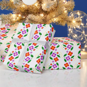 Papel De Presente Moderno Floral Vibrante Sem Costura Botânico Brilh