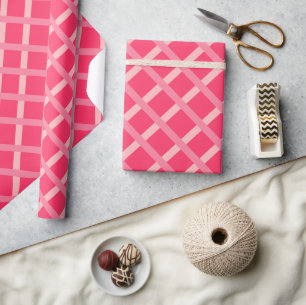 Papel De Presente Moderno Geométrico Rosa Vermelho Picante