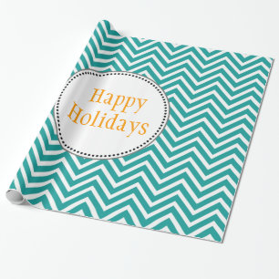 Papel De Presente Moderno, legal, moderno azul-verde Chevron Natal