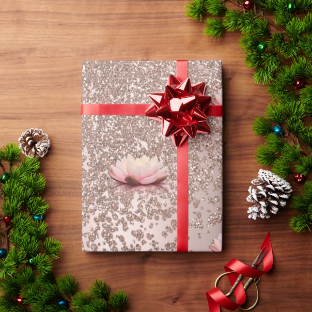 Papel De Presente Moderno Lótus Elegante e Sofisticado de Diamantes  (Presente de Natal)
