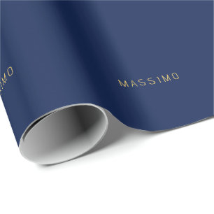 Papel De Presente Moderno Minimalista Azul Ouro Profissional Moderno