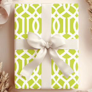 Papel De Presente Moderno Padrão de Treliça Marroquino em Verde Lima