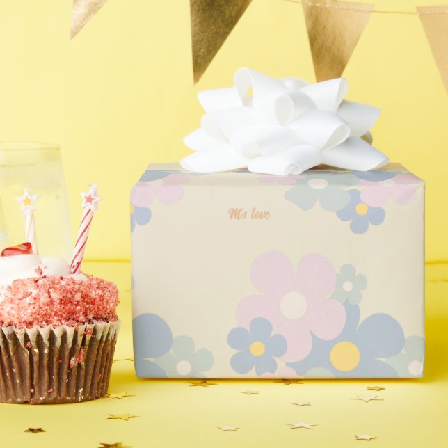 Papel De Presente Moderno Personalizado de Flor Único Elegante do Pa (Festa de aniversário)