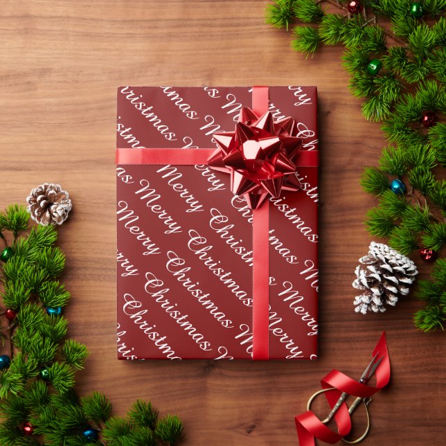 Papel De Presente Moderno Personalizado Natal Alegre Vermelho Elegan (Presente de Natal)