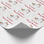 Papel De Presente Moderno Unicorn Glitter Snowflakes Nome Merry Xmas<br><div class="desc">Papel de embrulho de Natal bonito, feminino, mas elegante, com nome personalizado, com ilustração de um cavalo monocórnio mágico e glâmico com mana e cauda brilhantes vermelha e ouro, a saudação "Feliz Natal" em na moda, escrita cursiva/caligrafia, e um nome personalizado. O design inclui flocos de neve prateados e esbranquiçados...</div>