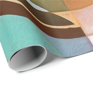 Papel De Presente Modificação retro Brown e teste padrão azul do