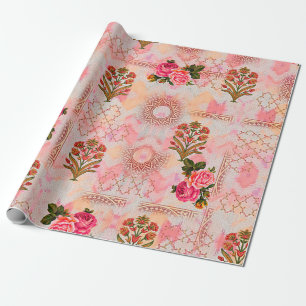 Papel De Presente Mogal sem costura com padrão floral floral em digi