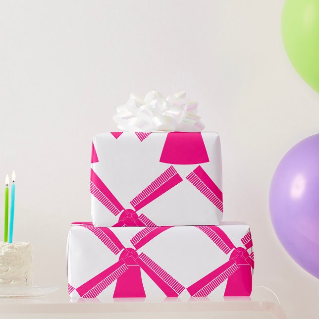 Papel De Presente Moinho de Vento Rosa (Criador carregado)