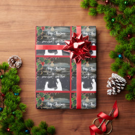 Papel De Presente Mola Azul Natal Natividade Entalhe
