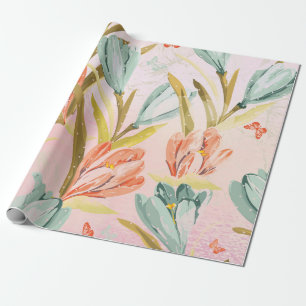Papel De Presente Mola Brilhante De Vidro Cor-De-Rosa Prateada