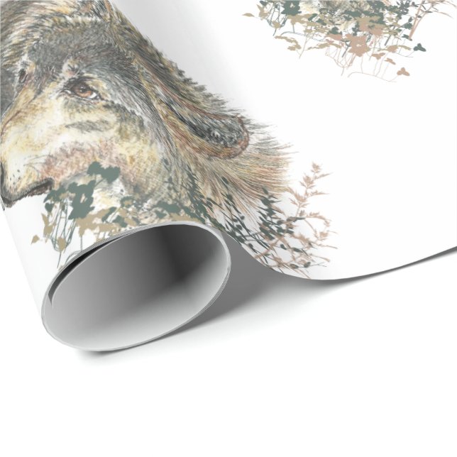 Papel De Presente Mola d'água pintando Mãe Lobo e Cubos (Ponta do rolo)