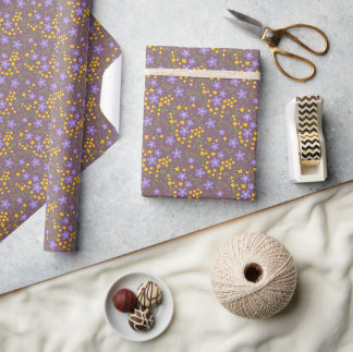 Papel De Presente Mola de presente de flor selvagem púrpura e amarel