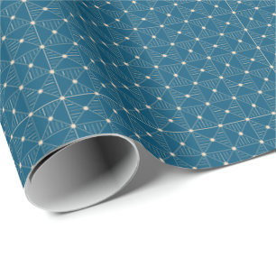 Papel De Presente Mola Geométrica Dourada de Presente  de Teal Blue 