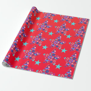 Papel De Presente Moldagem de Padrão Floral de Gradiente Vermelho Vi