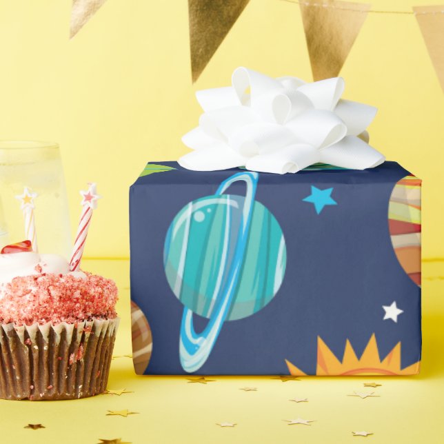 Papel De Presente Moldagem do padrão da festa do Espaço Divertido (Festa de aniversário)