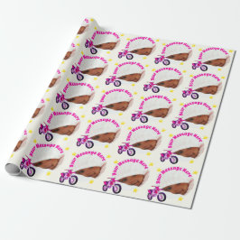 Papel De Presente Moldura de Foto, Moto Rosa e Mensagem Personalizad