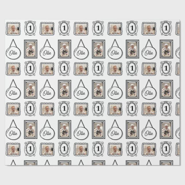 Papel De Presente Moldura de Imagem de Quadrinhos em 2D de Aniversár (Aberto)