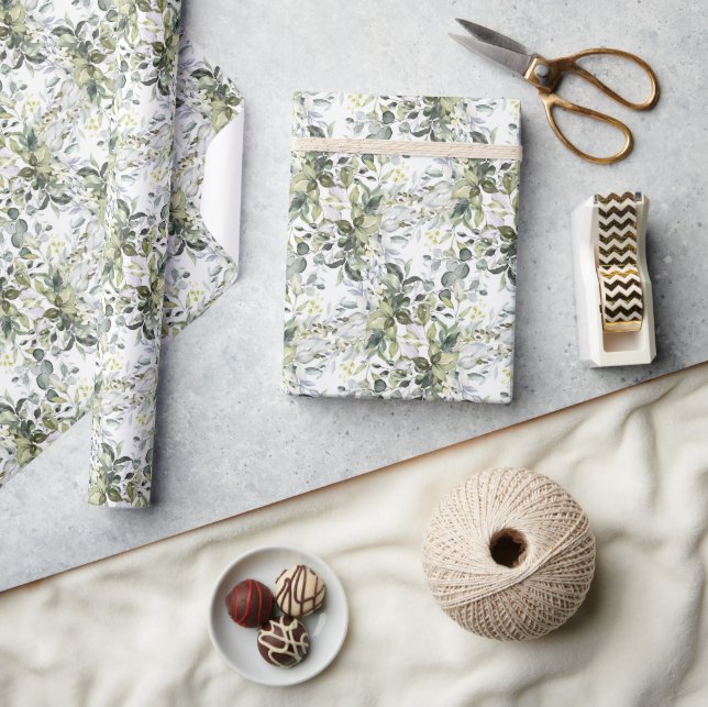 Papel De Presente Moldura de ouro de folhagem verde-alvejada (Artesanato)