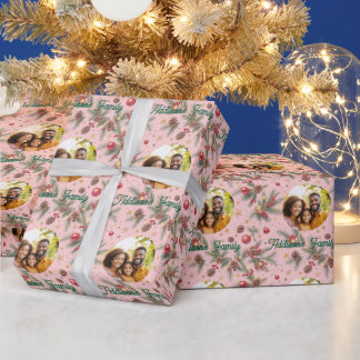 Papel De Presente Moldura de Pinheiro Dourada