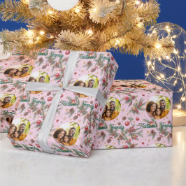 Papel De Presente Moldura de Pinheiro Dourada