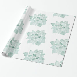 Papel De Presente Molercola De Água Pintada À Mão Echeveria Verde Su