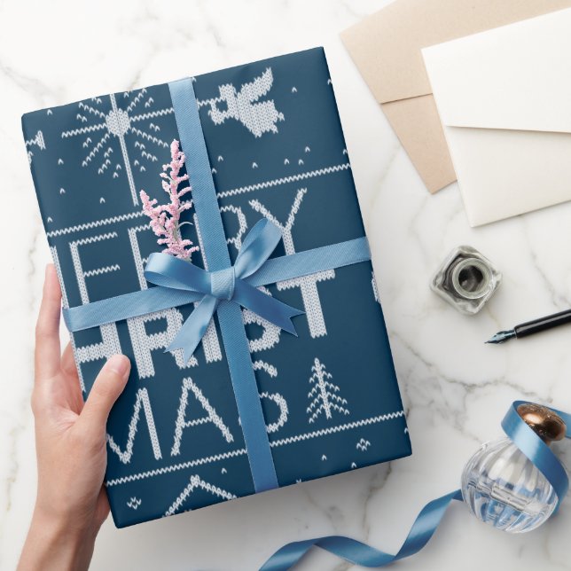 Papel De Presente Moletom de Natal Feio, Cristão Religioso Azul (Presentear)