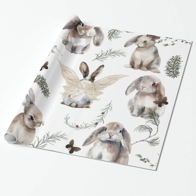Papel De Presente Molho brilhante de Natal Bunny (Desenrolado)