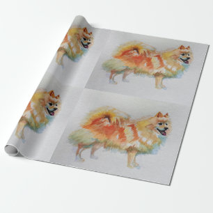 Papel De Presente Molho de Aquarela Alemão de Spitz Pomeraniano