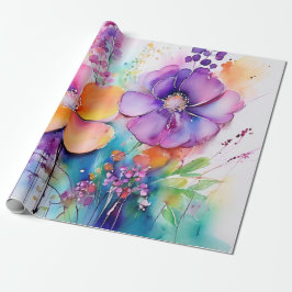 Papel De Presente Molho de Petais Aquarela