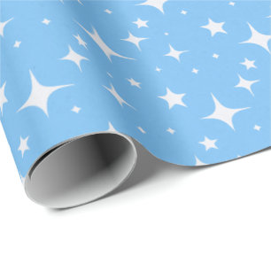 Papel De Presente Molho de Presente Celestial Azul e Branco Noite Es