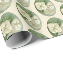 Papel De Presente Molho Pastel Branco Hydrangea Floral