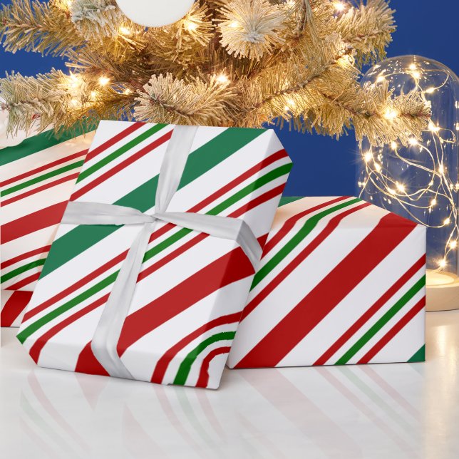 Papel De Presente Molho vermelho, verde e branco do Candy Cane (Feriados)