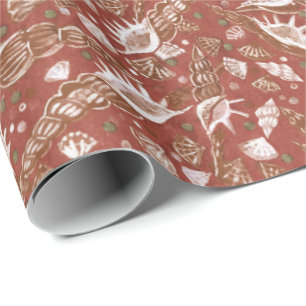 Papel De Presente Molusco Náutico Molusco Marrom de concha marinha