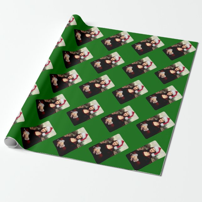 Papel De Presente Mona Lisa Chapéu de Papai Noel Natal (Desenrolado)