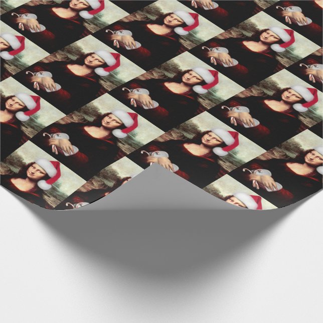 Papel De Presente Mona Lisa de Chapéu de Natal de Natal (Ponta)