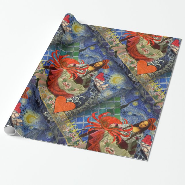 Papel De Presente Mona Lisa Diversão Zodíaco Caprichoso  (Desenrolado)