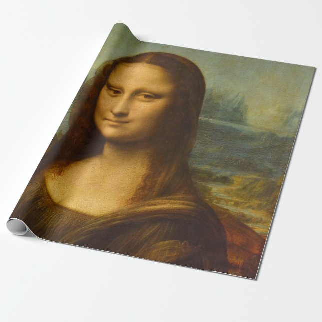 Papel De Presente Mona Lisa, La Joconde, 1503 por Leonardo da Vinci (Desenrolado)