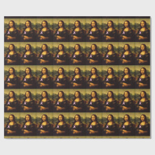 Papel De Presente Mona Lisa Usando Laço Rosa