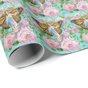 Papel De Presente Monarch Fairy entre os Rosas