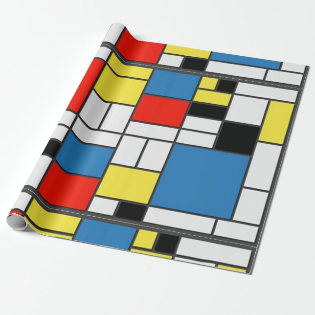 Papel De Presente Mondrian De Stjil (Desenrolado)