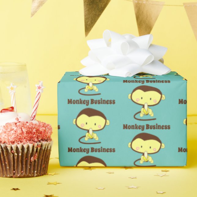 Papel De Presente Monkey Business Engraçado Cartoon Monkey Design (Festa de aniversário)