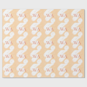 Papel De Presente Monograma branco laranja pastel rosa retro negrito