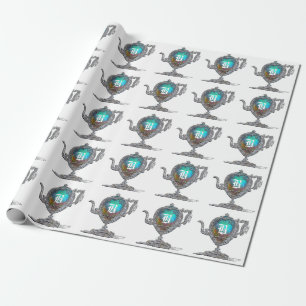 Papel De Presente Monograma branco vitoriano de bule