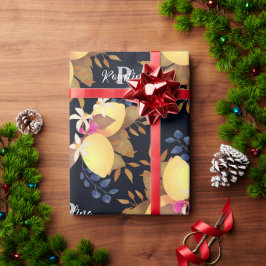 Papel De Presente Monograma Chic Lemon Preto