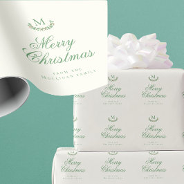 Papel De Presente Monograma clássico de família de Natal