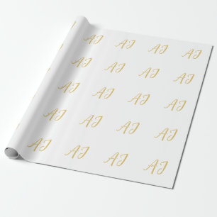 Papel De Presente Monograma Clássico Profissional Cor Dourada Inicia